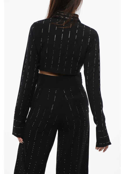 Camasi casual Viktor & Rolf Rhinestoned Cropped Shirt Black Femei (BM 17150498) 2