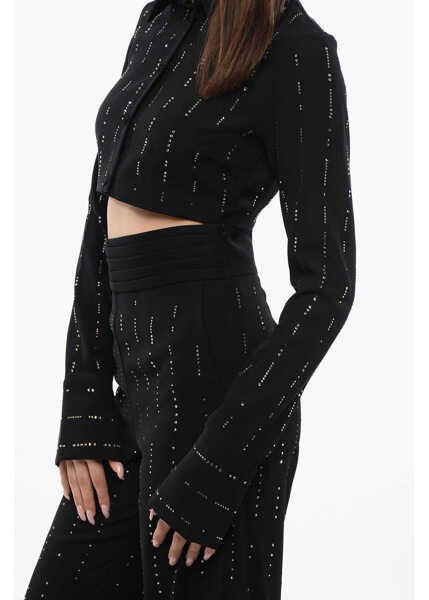 Camasi casual Viktor & Rolf Rhinestoned Cropped Shirt Black Femei (BM 17150498) 3