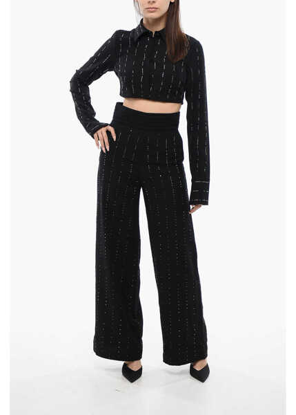 Camasi casual Viktor & Rolf Rhinestoned Cropped Shirt Black Femei (BM 17150498) 4