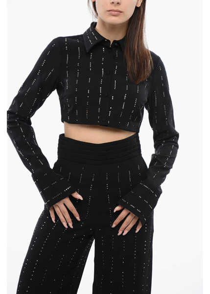 Camasi casual Viktor & Rolf Rhinestoned Cropped Shirt Black Femei (BM 17150498) 1