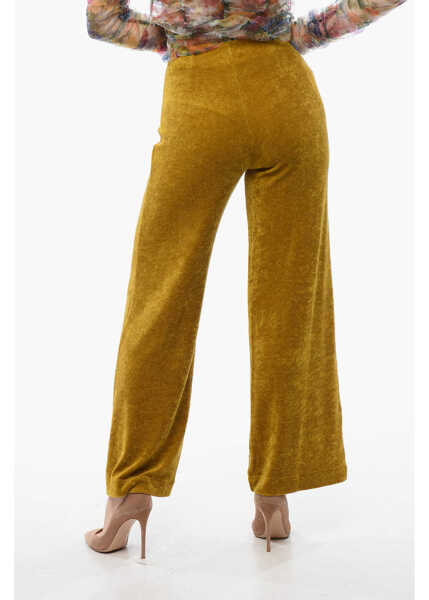 Pantaloni casual Viktor & Rolf High-Waisted Velvet Pants Yellow Femei (BM 17150501) 2