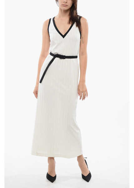 Rochii lungi Viktor & Rolf Belted Ribbed Sleeveless Dress White Femei (BM 17150513) 1
