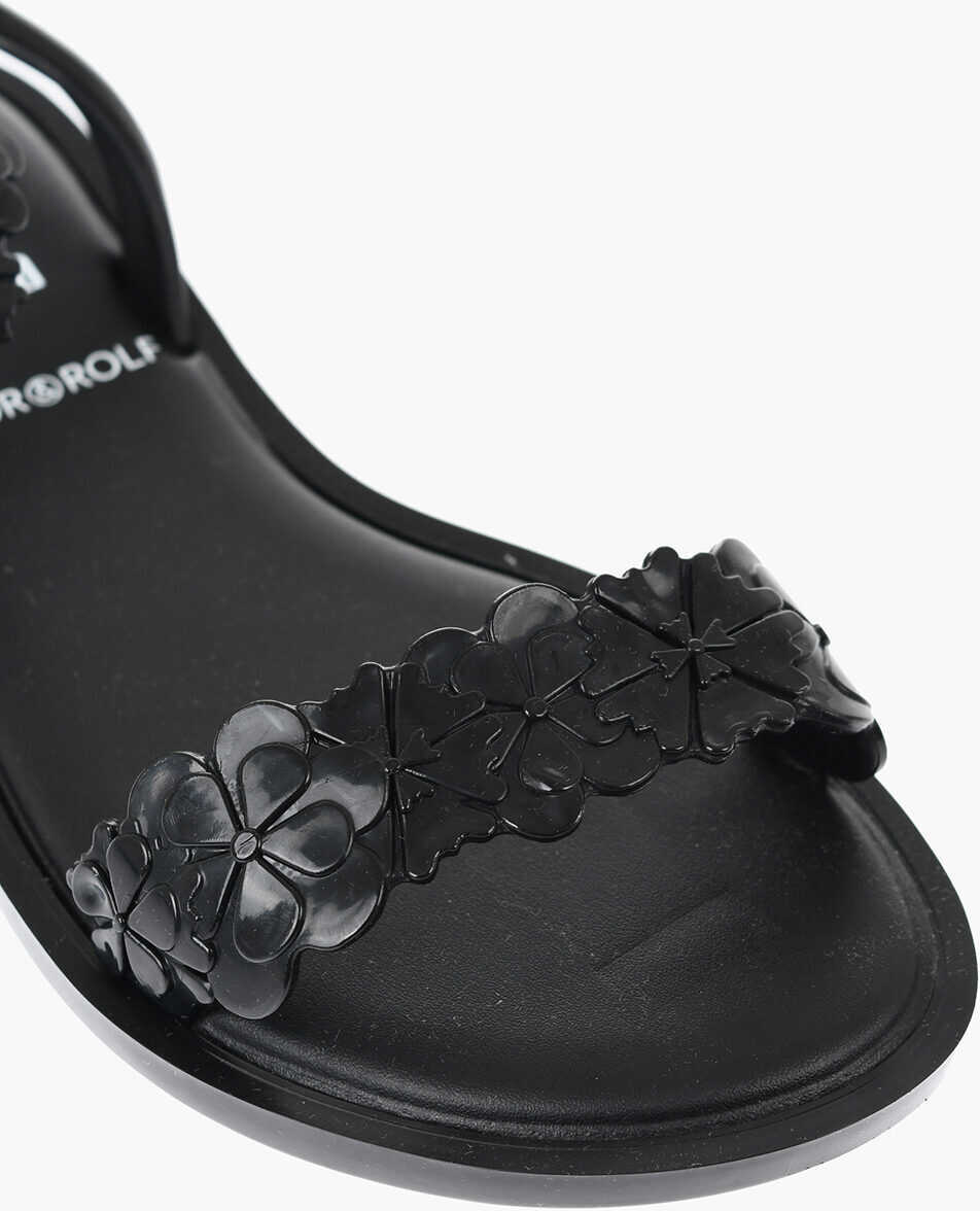 Sandale fara toc Viktor & Rolf Melissa Rubber Blossom Sandals With Ankle Strap Black Femei (BM 17150525) 4