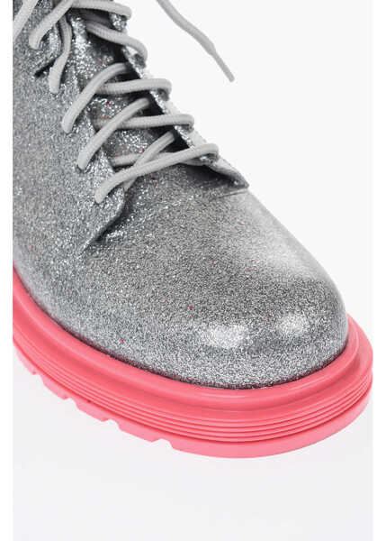 Botine Viktor & Rolf Melissa Glittered Rubber Coturno Booties With Contrasting So Silver Femei (BM 17150549) 4