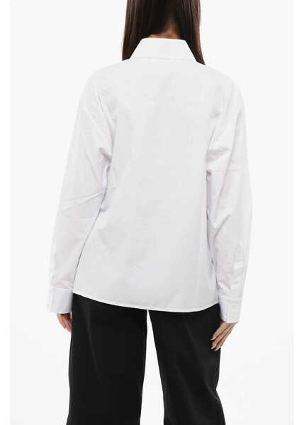 Camasi casual DSQUARED2 Popeline Woodstock Shirt With Open Work Detail White Femei (BM 17150645) 2