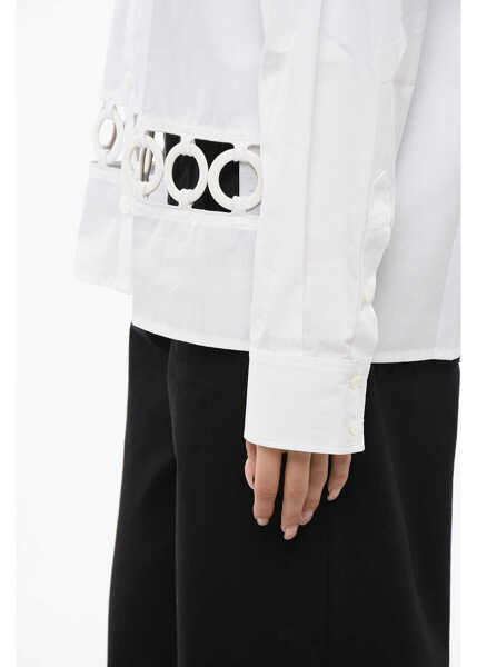 Camasi casual DSQUARED2 Popeline Woodstock Shirt With Open Work Detail White Femei (BM 17150645) 3