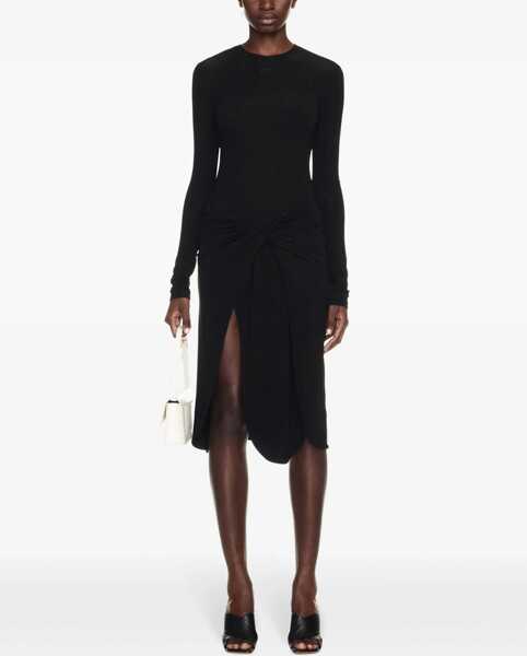 Rochii lungi Off-White Crepe Viscose Twist Wrap Midi Dress Black Femei (BM 17150696) 2