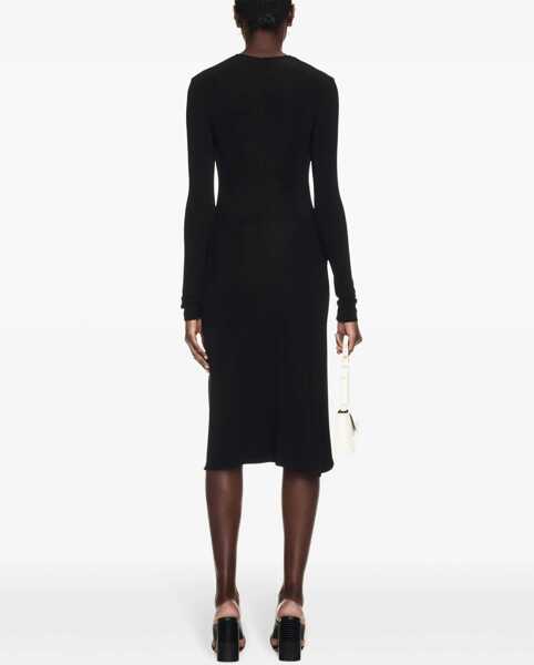 Rochii lungi Off-White Crepe Viscose Twist Wrap Midi Dress Black Femei (BM 17150696) 4