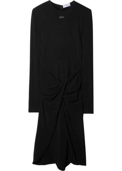 Rochii lungi Off-White Crepe Viscose Twist Wrap Midi Dress Black Femei (BM 17150696) 1