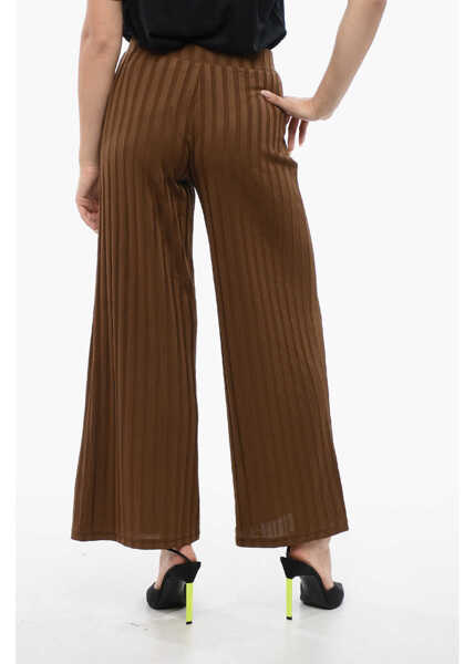 Pantaloni casual Viktor & Rolf High-Waisted Wide-Fit Ribbed Pants Brown Femei (BM 17150735) 2