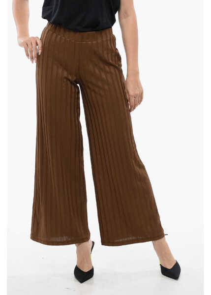 Pantaloni casual Viktor & Rolf High-Waisted Wide-Fit Ribbed Pants Brown Femei (BM 17150735) 1