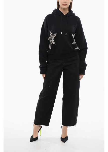Bluze de trening DSQUARED2 See Through Inserted Star Hoodie With Rhinestones Black Femei (BM 17150927) 4