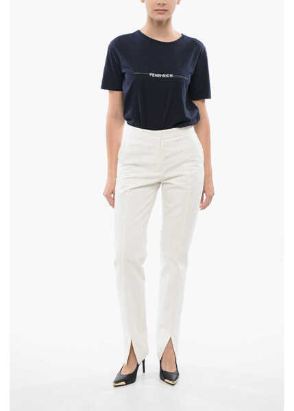 Pantaloni casual Jil Sander High-Waisted Pants With Slits White Femei (BM 17150999) 4
