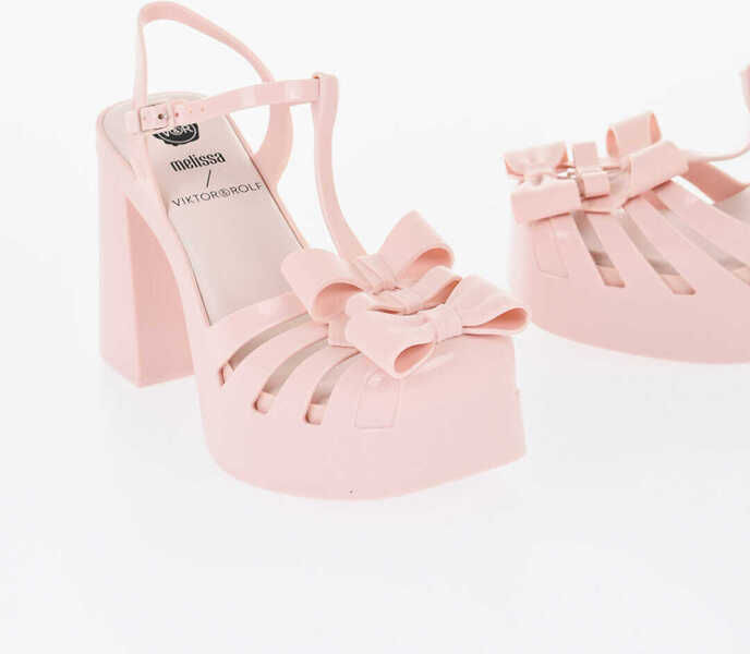 Sandale cu toc Viktor & Rolf Melissa Solid Color Rubber Party T-Strap Sandals With Bows H Pink Femei (BM 17151005) 1
