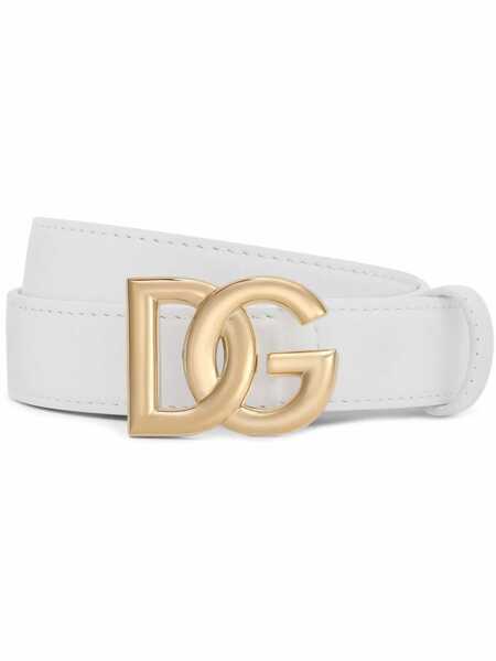 Curele Dolce & Gabbana Dolce & Gabbana Belt With Dg Logo WHITE Femei (BM 17152516) 1