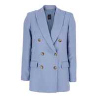 Sacouri Light Blue Double-Breasted Jacket With Classic Lapels In Linen Woman Femei