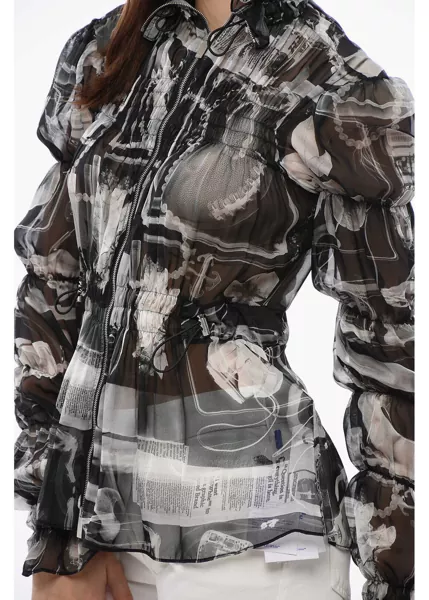 Camasi casual Off-White Drawstriged Waist X-Ray Chiffon Shirt Black & White Femei (BM 17158469) 3