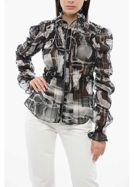 Camasi casual Off-White Drawstriged Waist X-Ray Chiffon Shirt Black & White Femei (BM 17158469) 1