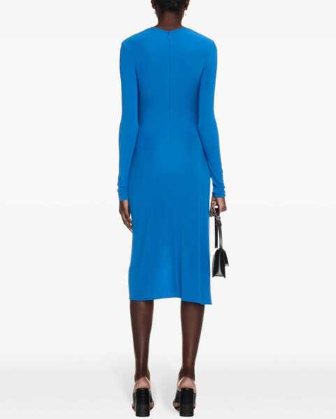 Rochii lungi Off-White Crepe Viscose Twist Wrap Midi Dress Blue Femei (BM 17158532) 4