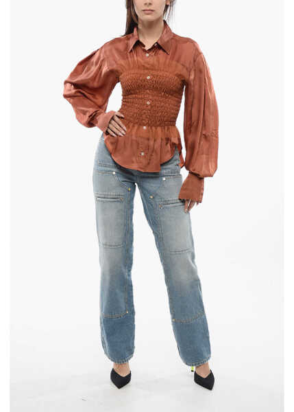 Bluze Viktor & Rolf Satin Evening Gatherings Blouse With Ruffles Orange Femei (BM 17158556) 4