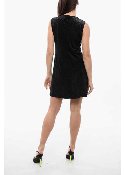 Rochii scurte Viktor & Rolf Glittered Velour Bow & Slit Velour Dress Black Femei (BM 17158562) 2