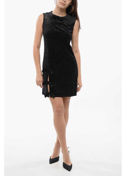 Rochii scurte Viktor & Rolf Glittered Velour Bow & Slit Velour Dress Black Femei (BM 17158562) 1