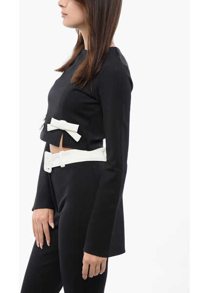 Bluze Viktor & Rolf Long Sleeved Cropped Top With Bow Details Black Femei (BM 17158565) 3