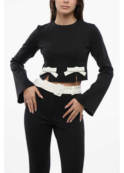 Bluze Viktor & Rolf Long Sleeved Cropped Top With Bow Details Black Femei (BM 17158565) 1