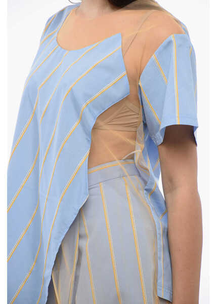 Tricouri Viktor & Rolf Striped Floating Time T-Shirt With Mesh Detail Light Blue Femei (BM 17158583) 3