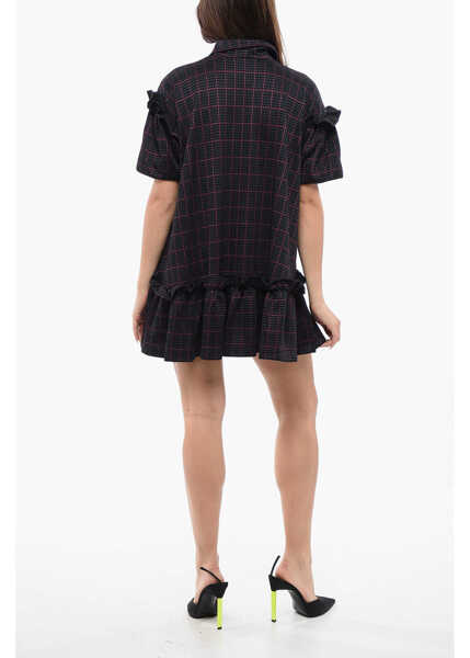 Rochii scurte Viktor & Rolf Checkered Mini Dress With Ruffles Details Black Femei (BM 17158586) 2