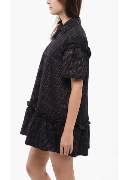 Rochii scurte Viktor & Rolf Checkered Mini Dress With Ruffles Details Black Femei (BM 17158586) 3