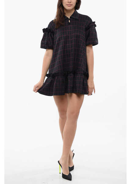 Rochii scurte Viktor & Rolf Checkered Mini Dress With Ruffles Details Black Femei (BM 17158586) 1