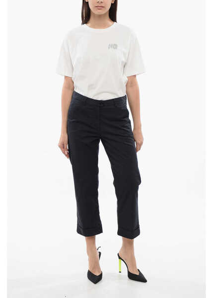 Pantaloni casual Woolrich Stretch Cotton Cropped Fit Chinos Pants Blue Femei (BM 17158700) 4