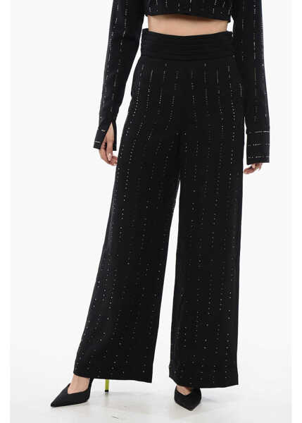 Pantaloni casual Viktor & Rolf High-Waisted Cummerbund Rhinestoned Pants Black Femei (BM 17158727) 1