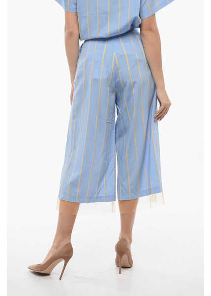 Pantaloni casual Viktor & Rolf Pleated Striped Nice & Breezy High-Waisted Pants Light Blue Femei (BM 17158736) 2