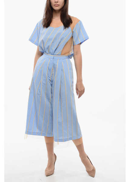Pantaloni casual Viktor & Rolf Pleated Striped Nice & Breezy High-Waisted Pants Light Blue Femei (BM 17158736) 4