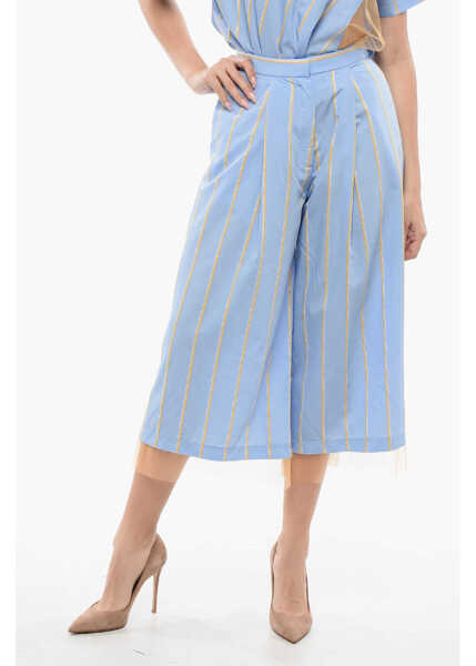 Pantaloni casual Viktor & Rolf Pleated Striped Nice & Breezy High-Waisted Pants Light Blue Femei (BM 17158736) 1