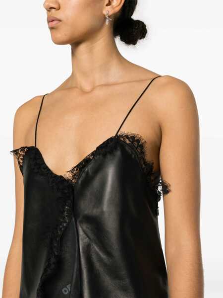 Rochii de zi Off-White Nappa Wrap Slip Dress With Lace Hems Black Femei (BM 17158898) 5