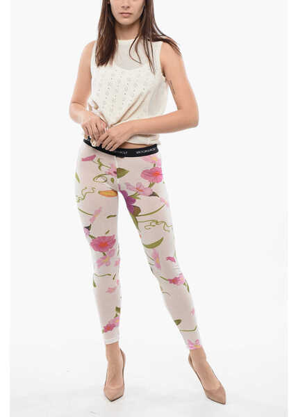 Colanti Viktor & Rolf Floral Print Sheer Leggings White Femei (BM 17158910) 4