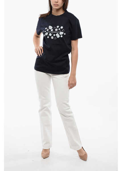 Tricouri Viktor & Rolf Printed T-Shirt With Piercings Details Black Femei (BM 17158922) 4