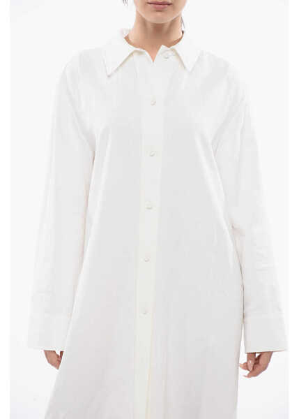 Rochii lungi Jil Sander Coated Linen Chemisier With Drawstring White Femei (BM 17158931) 4