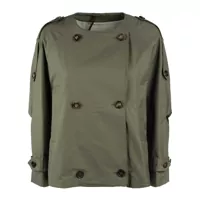 Paltoane Max Mara Green Crew-Neck Trench Coat In Drip-Proof Twill Femei