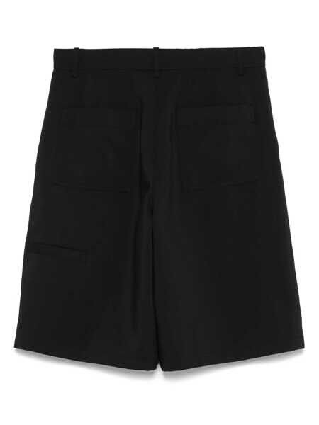 Pantaloni WOOYOUNGMI Black Bermuda Shorts With Belt Loops And Patch Pockets In Tech Fabric Man Black Barbati (BM 17162218) 2