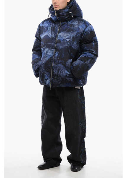 Jachete Off-White Monogram Patterned Sierra Leone Puffer Jacket Blue Barbati (BM 17164691) 4