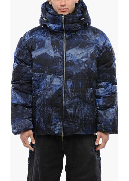 Jachete Off-White Monogram Patterned Sierra Leone Puffer Jacket Blue Barbati (BM 17164691) 1
