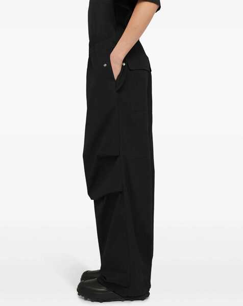 Pantaloni casual Jil Sander Baggy Fit Cotton Pants With Drawstringed Ankles Black Barbati (BM 17164787) 4