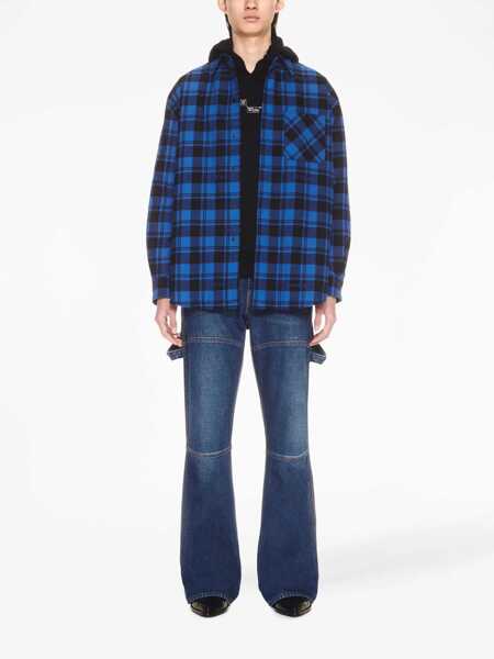 Camasi casual Off-White Checkered Lined Flannel Overshirt Blue Barbati (BM 17164907) 2