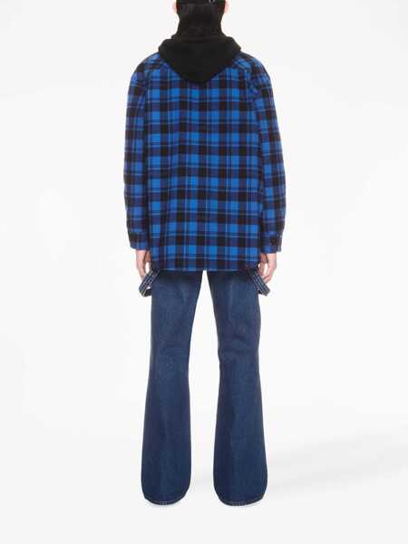 Camasi casual Off-White Checkered Lined Flannel Overshirt Blue Barbati (BM 17164907) 4