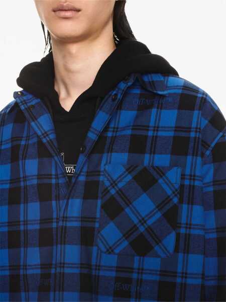 Camasi casual Off-White Checkered Lined Flannel Overshirt Blue Barbati (BM 17164907) 5