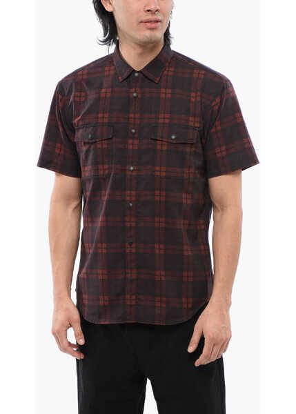 Camasi casual Woolrich Checkered Mesh Short Sleeved Shirt Red Barbati (BM 17164940) 1